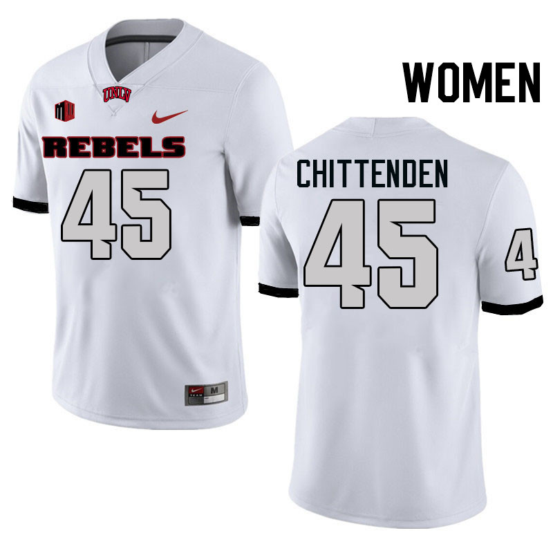 Women #45 Caden Chittenden UNLV Rebels College Football Jerseys Stitched-White